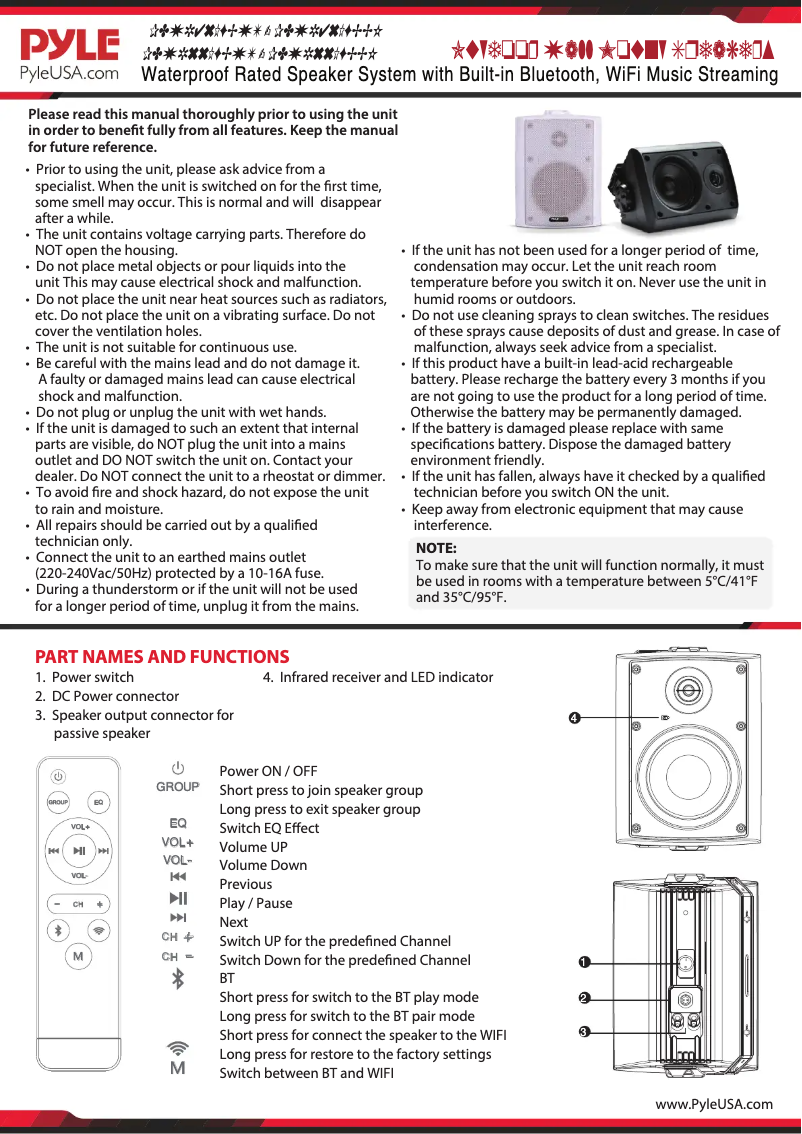 Página 1 del manual Manual de usuario Pyle PDWR46IFBWT