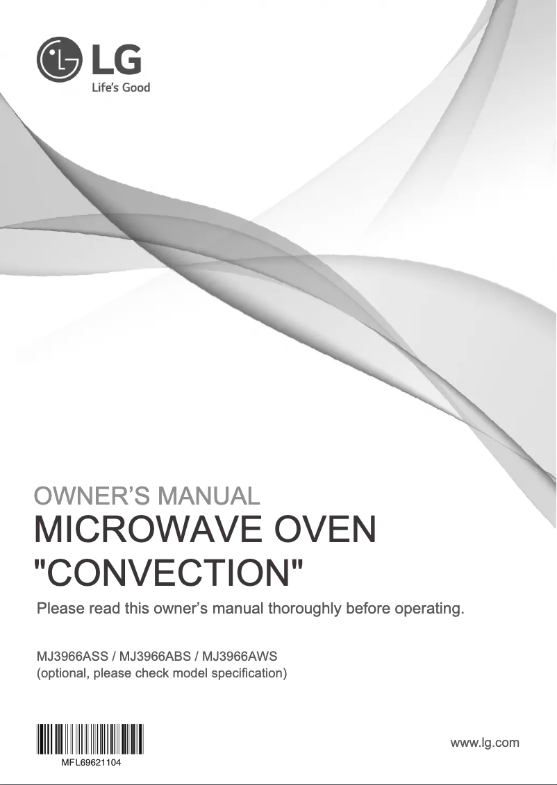 Page 1 de la notice Manuel utilisateur LG NeoChef MJ3966