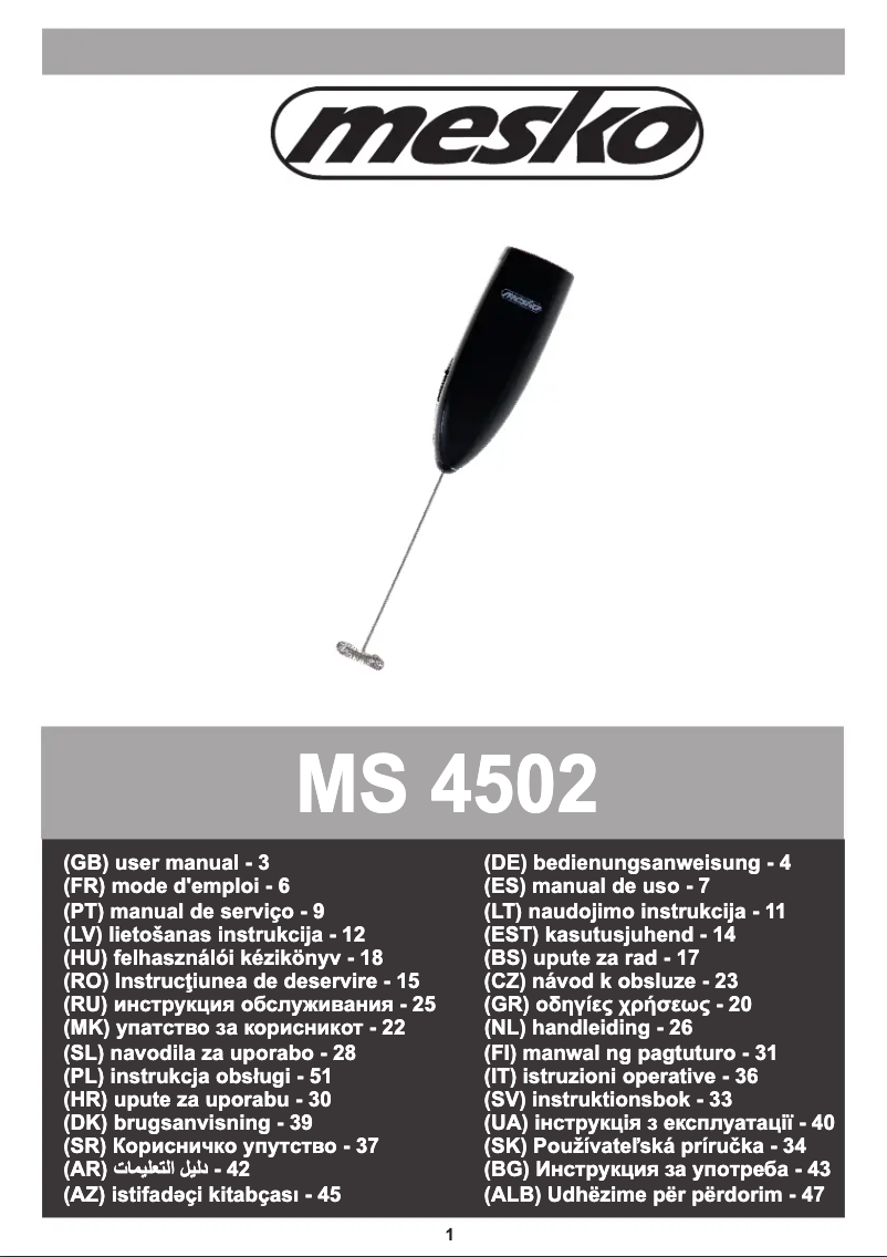 Page n°1 - Manuel utilisateur Mesko MS 4502