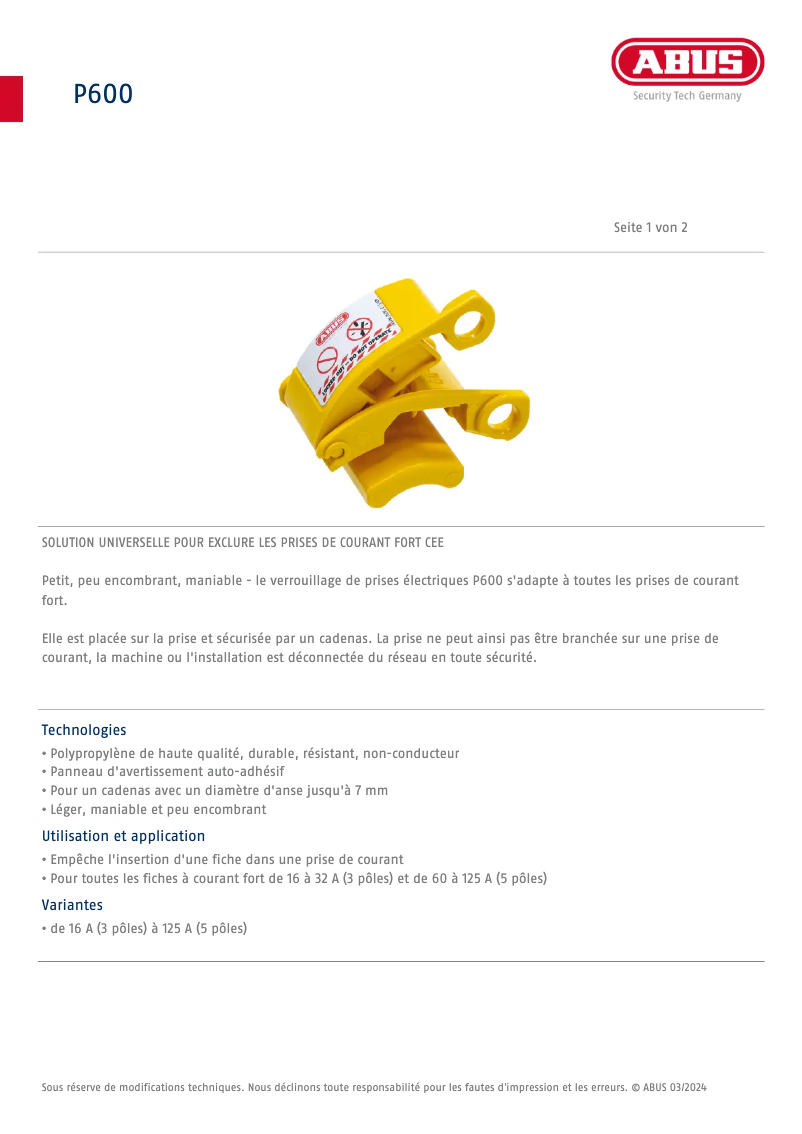 Image de la première page du manuel de l'appareil P600