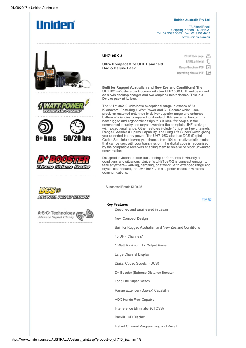 Image de la première page du manuel de l'appareil UH710SX-2