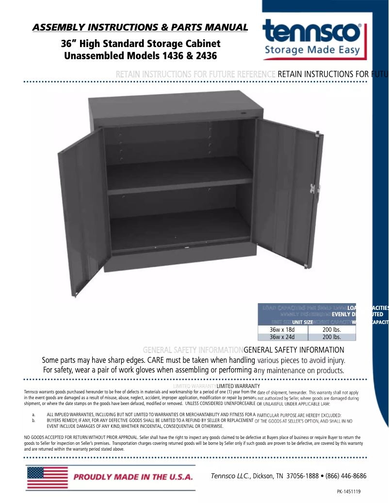 Página 1 del manual Manual de usuario Tennsco 2436