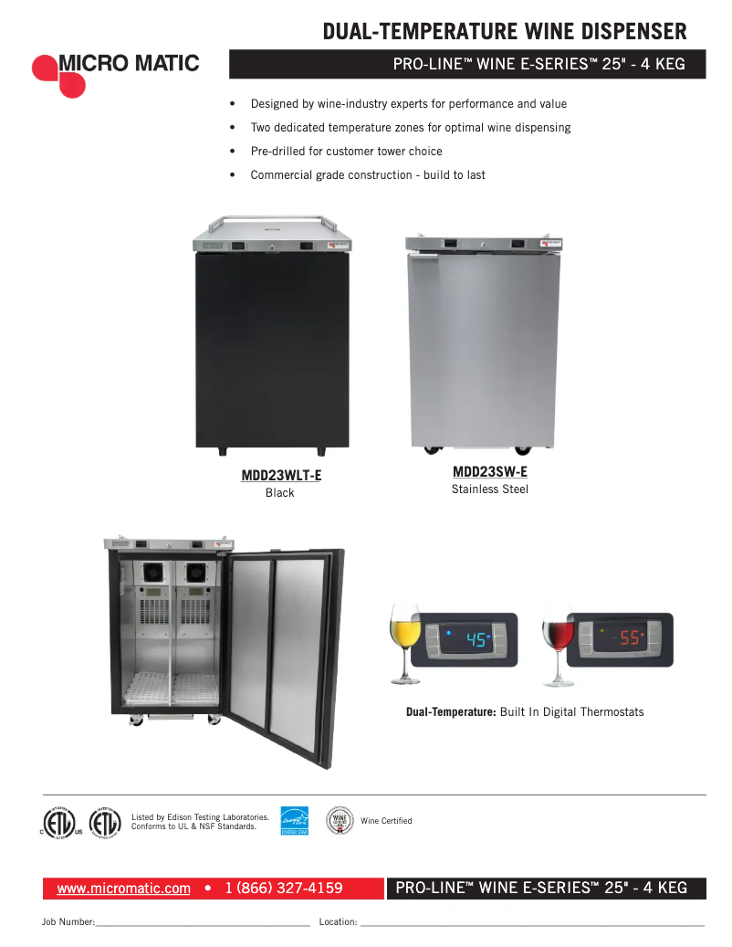 Page 1 de la notice Fiche technique Micro Matic MDD23SW-E