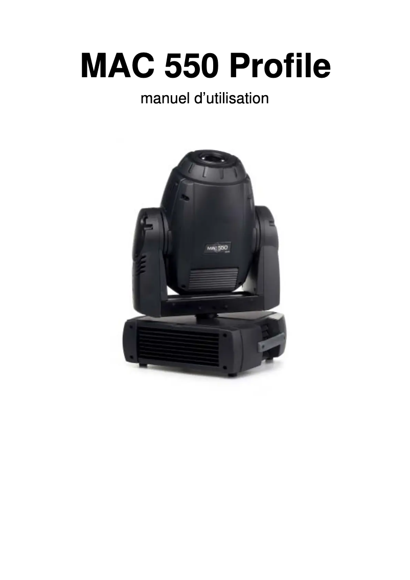 Page 1 de la notice Manuel utilisateur Martin MAC 550 Profile