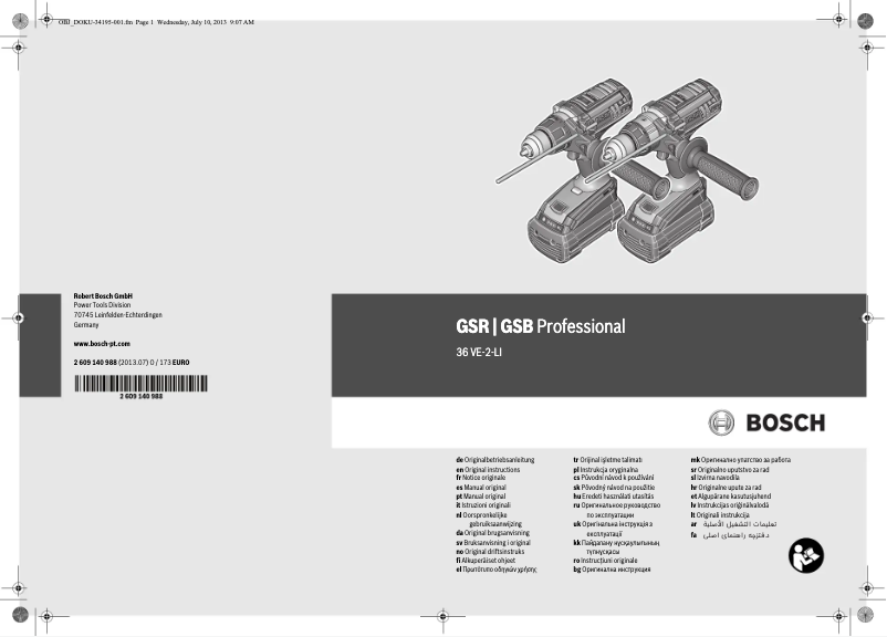 Image de la première page du manuel de l'appareil GSR 36 VE-2-LI