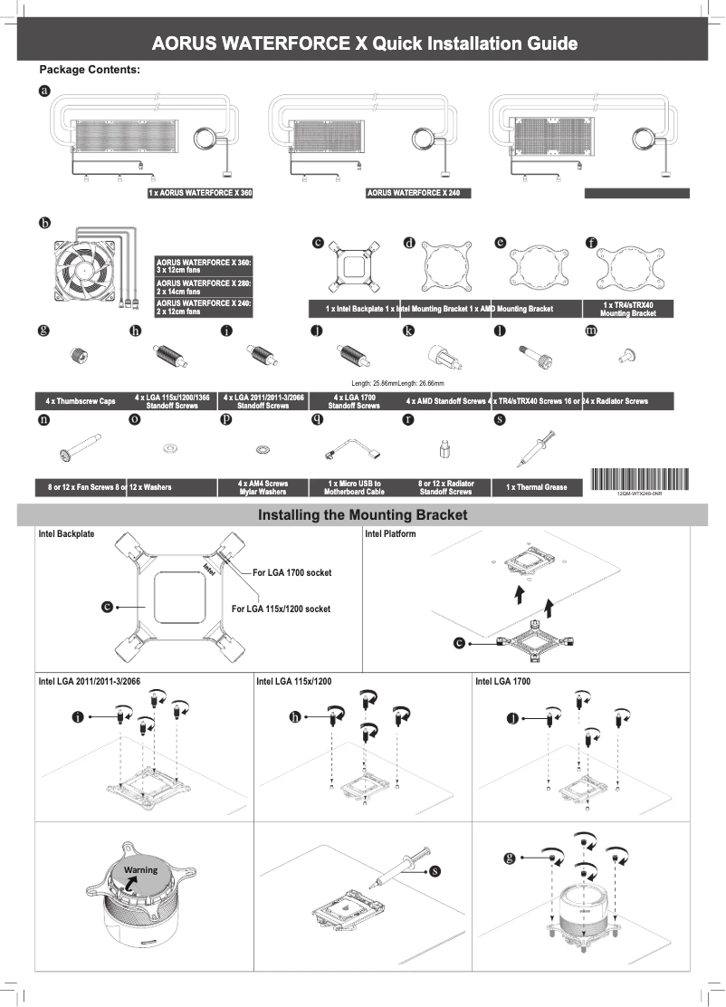 Page 1 de la notice Manuel utilisateur Gigabyte GP-Aorus Waterforce X 360