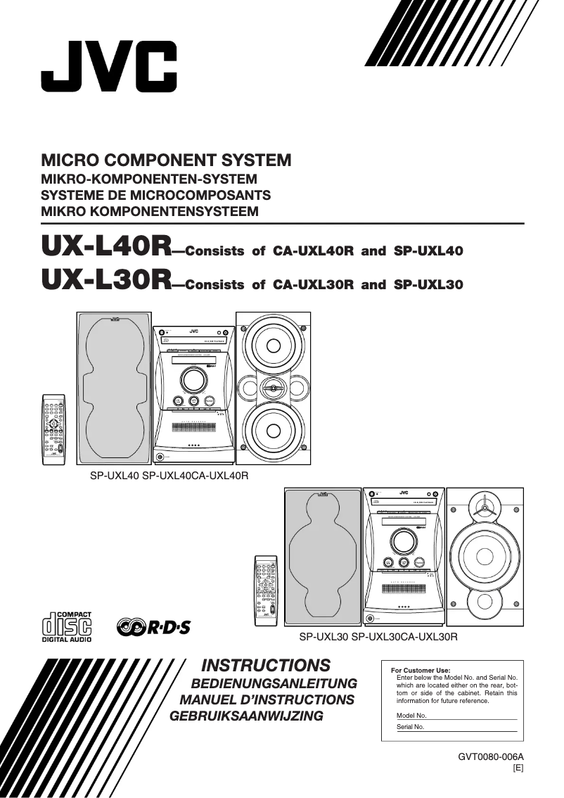 Page n°1 - Manuel utilisateur JVC UX-L30R