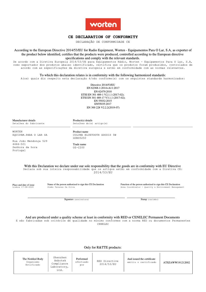 First page image of the manual for GDBS5250