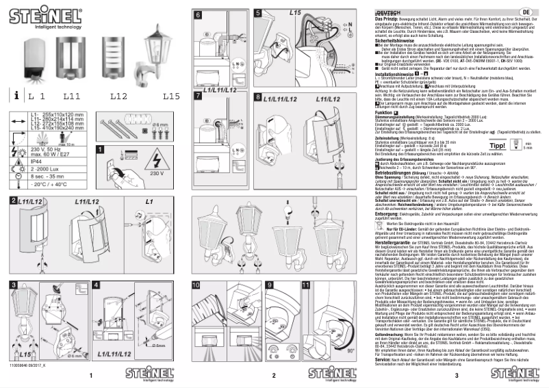 Page 1 de la notice Manuel utilisateur Steinel L1