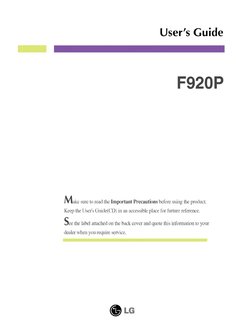 Page n°1 - Manuel utilisateur LG F920P