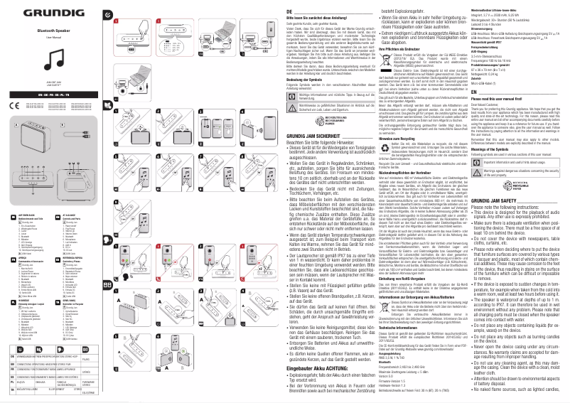 Image de la première page du manuel de l'appareil Jam Earth