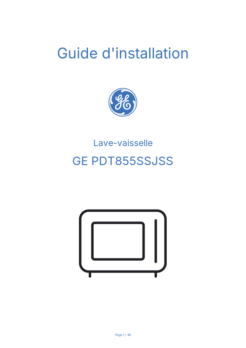 Image de la première page du manuel de l'appareil PDT855SSJSS