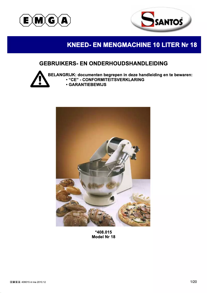 Page n°1 - Manuel utilisateur Santos N° 18