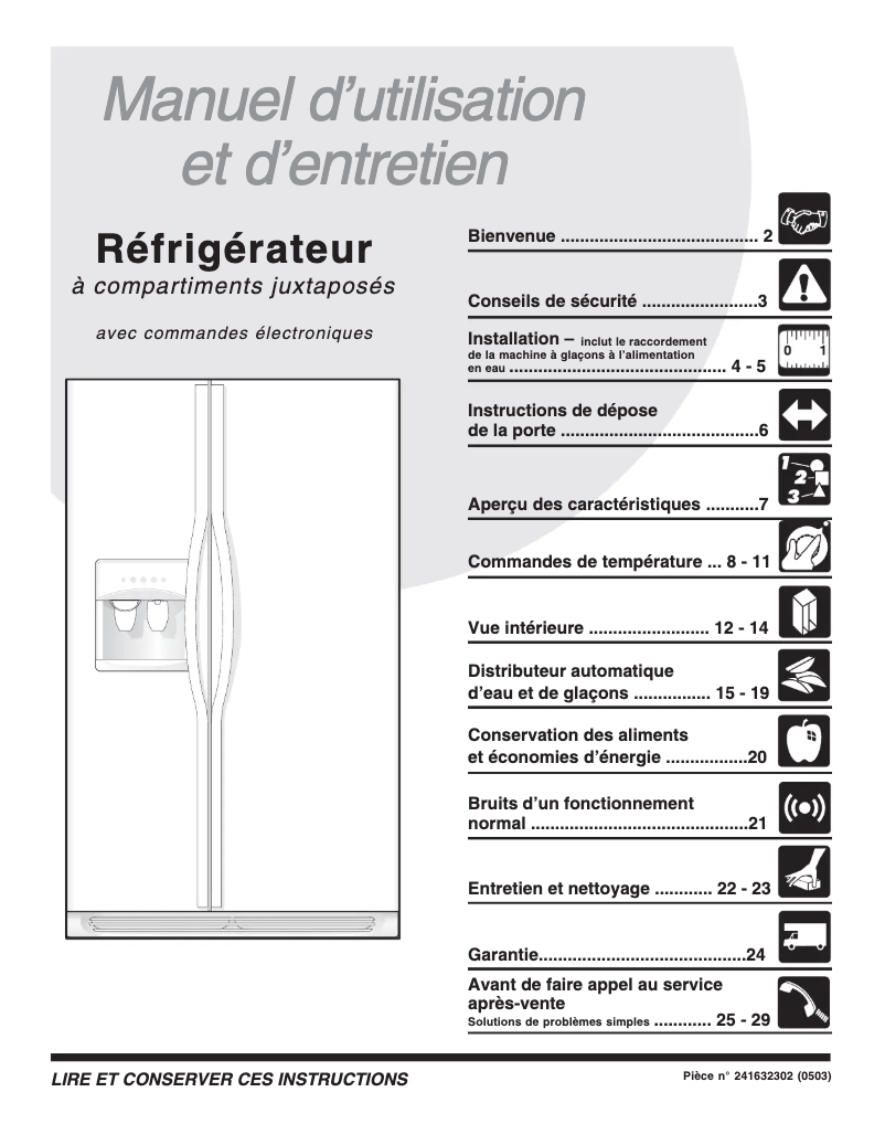 Page n°1 - Manuel utilisateur Frigidaire GLHS67EEPQ