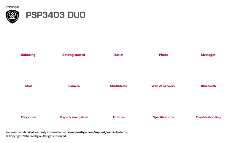 Page 1 de la notice Manuel utilisateur Prestigio Wize L3