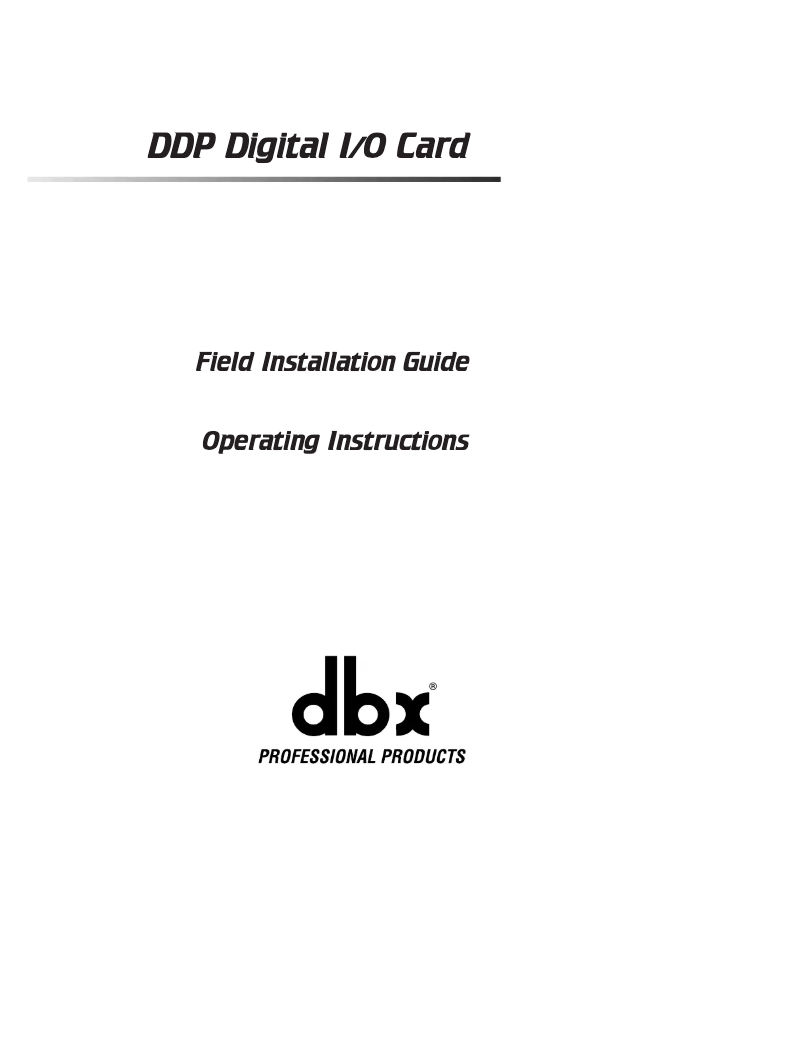 Página 1 del manual Manual de usuario DBX DIO