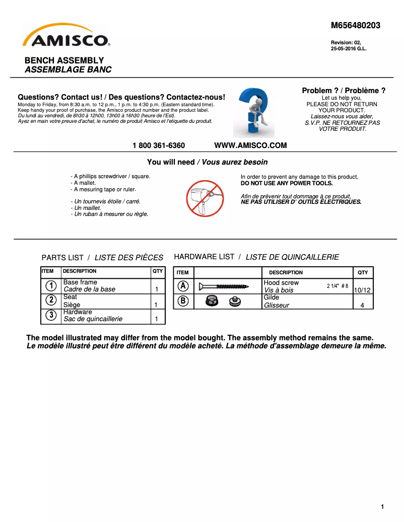 Page n°1 - Manuel utilisateur Amisco Dryden