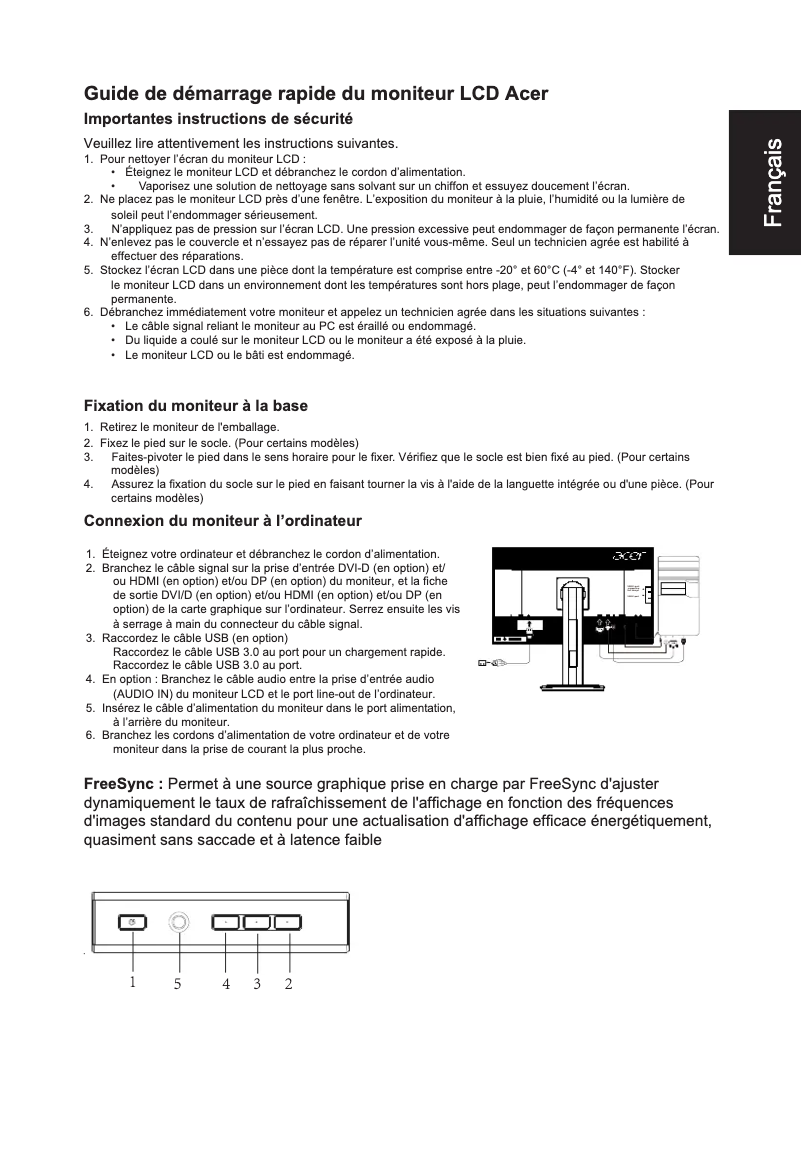 Page n°1 - Manuel utilisateur Acer XF270H