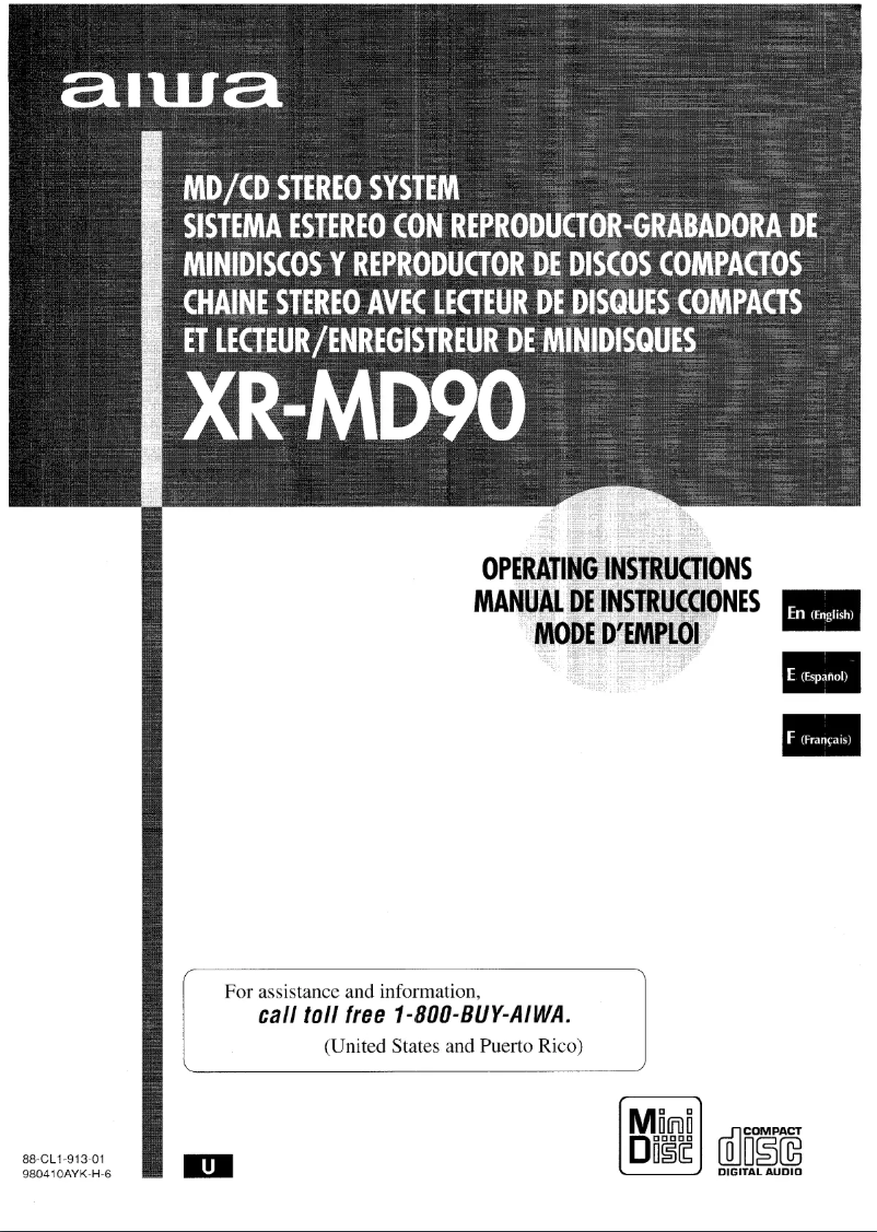 Página 1 del manual Manual de usuario Aiwa XR-MD90
