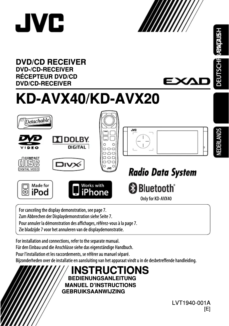 Image de la première page du manuel de l'appareil KD-AVX40