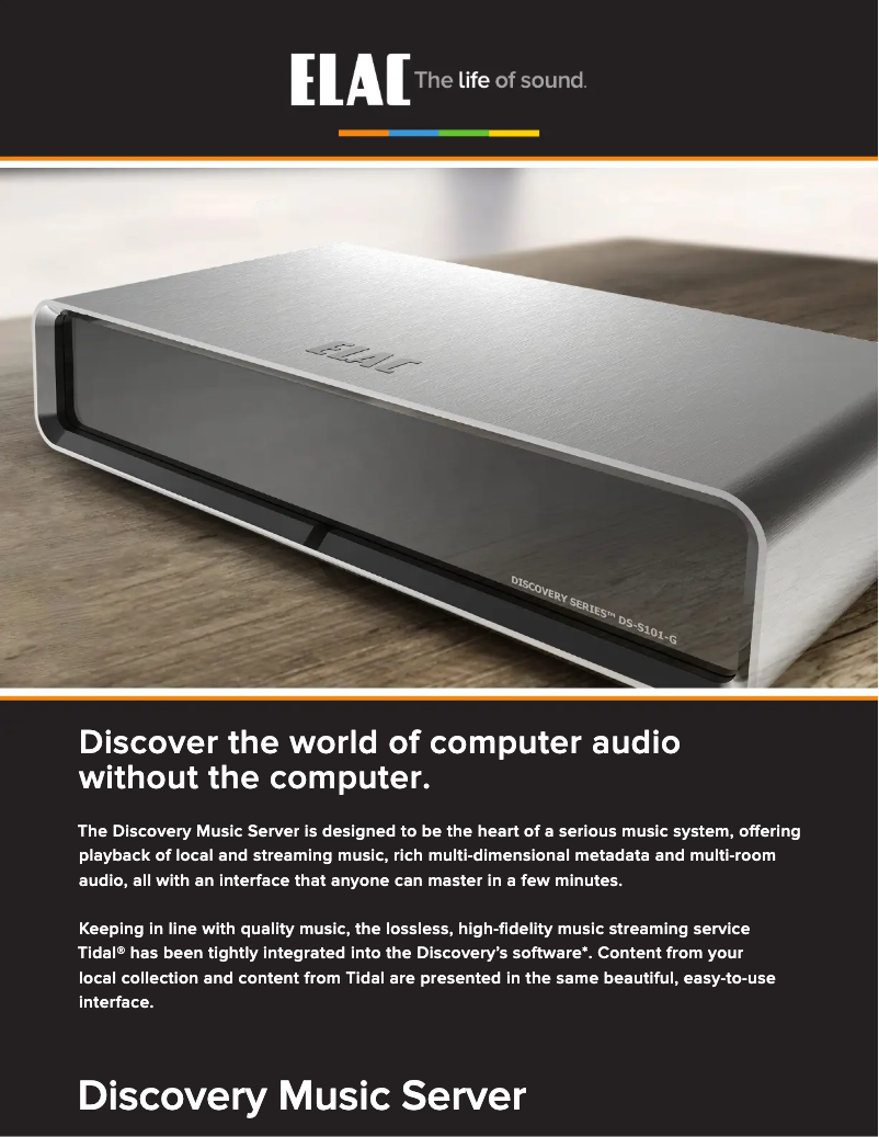 Page n°1 - Manuel utilisateur ELAC Discovery DS-S101