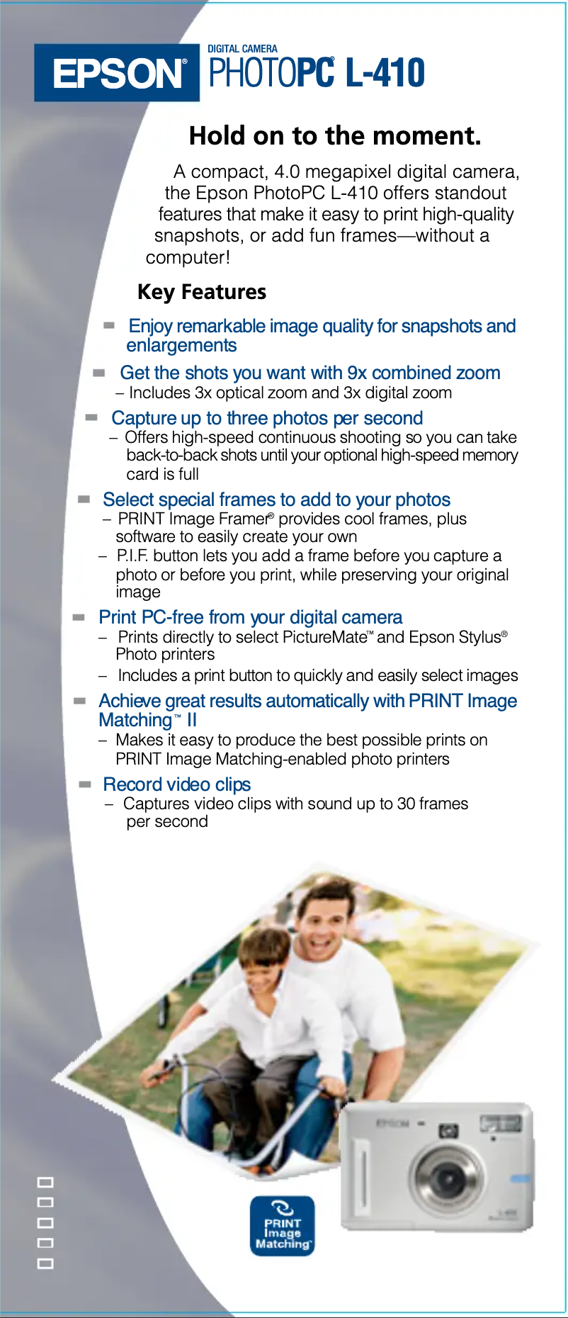 Page 1 de la notice Brochure Epson PhotoPC L-410