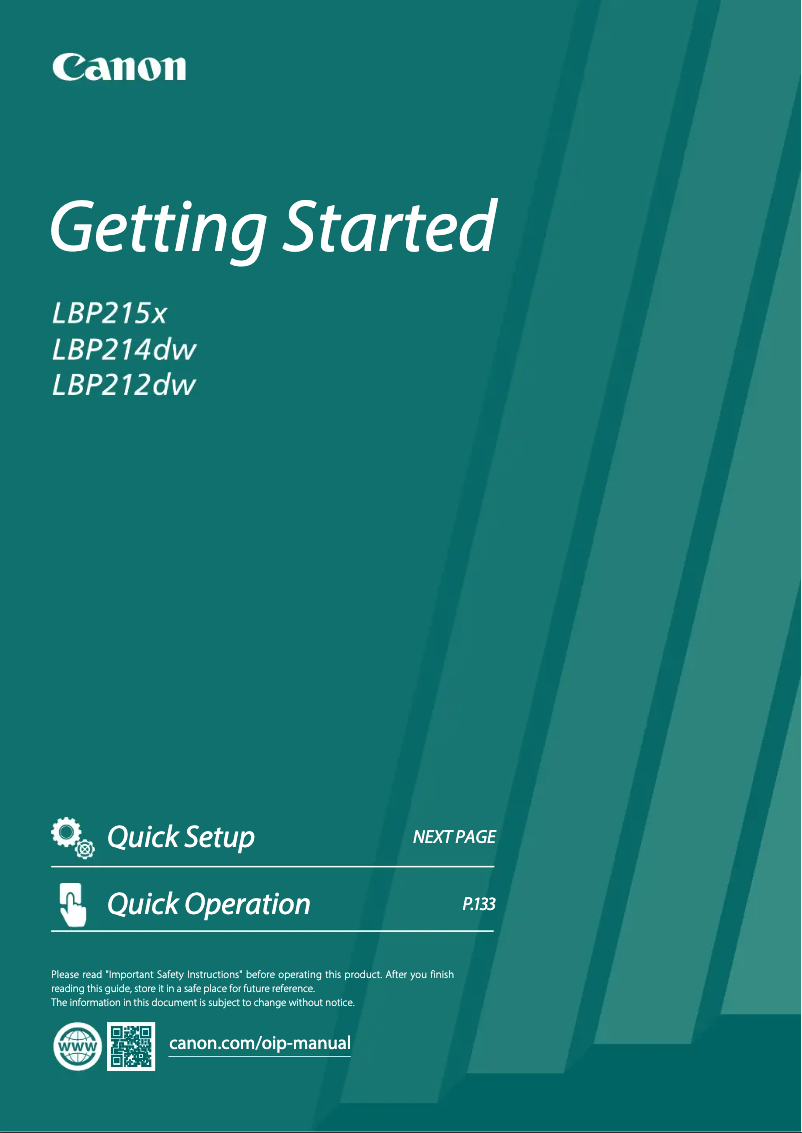 Page 1 de la notice Manuel utilisateur Canon i-SENSYS LBP215x