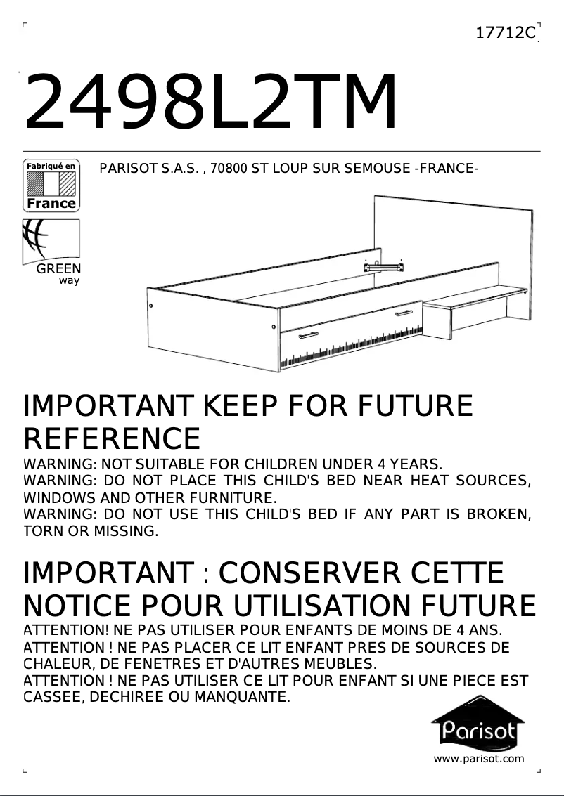 Page 1 de la notice Manuel utilisateur Parisot Charly 2498L2TM