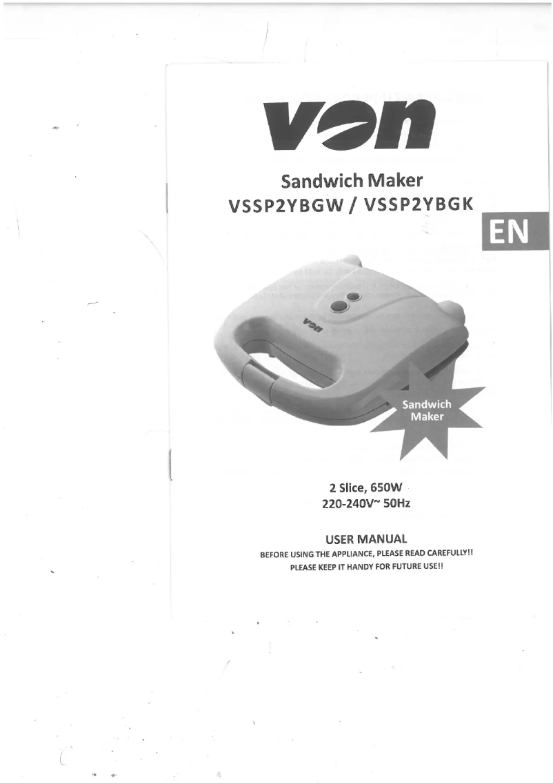 Page n°1 - Manuel utilisateur Von Hotpoint VSSP2YBGK