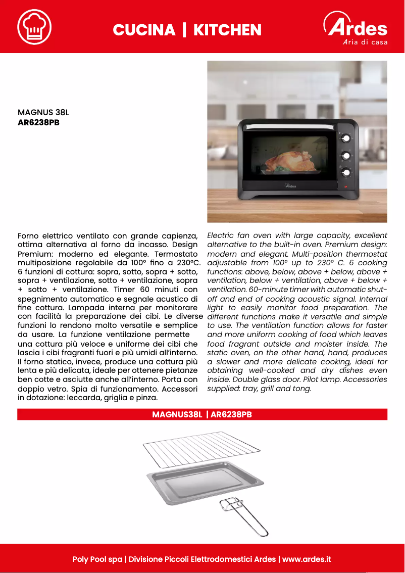 Page 1 de la notice Fiche technique Ardes AR6238PB