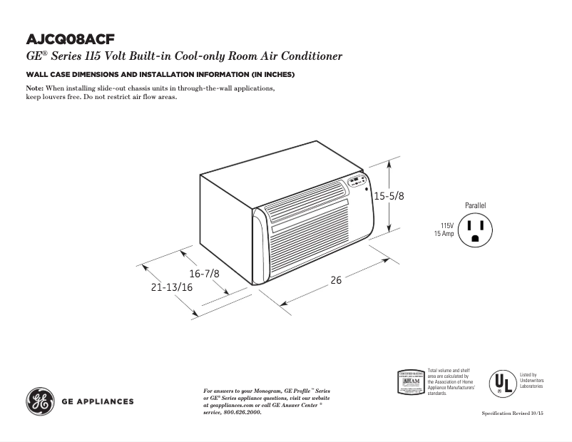 Page n°1 - Fiche technique GE AJCQ08ACF