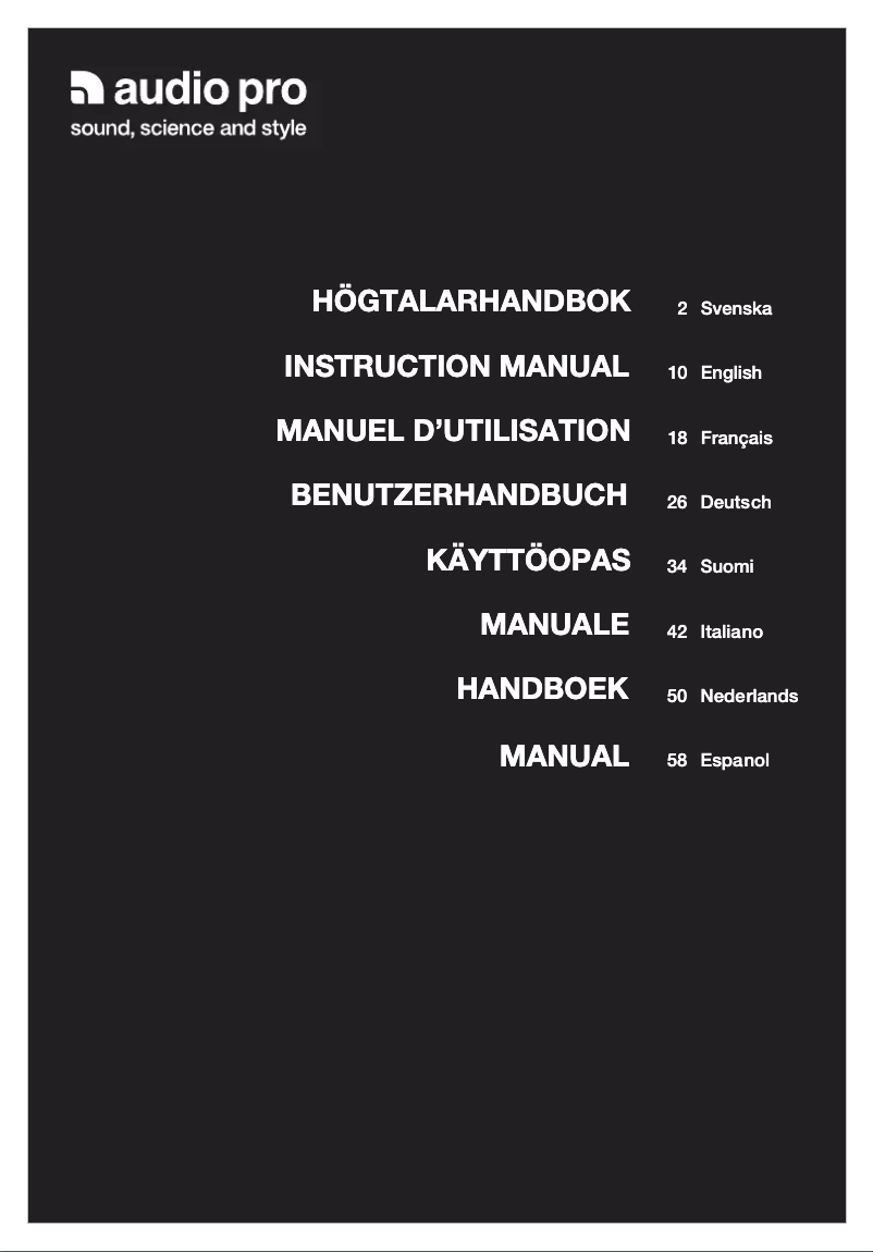 Page 1 of the manual User Manual Audio Pro Avanto 5.0 HTS