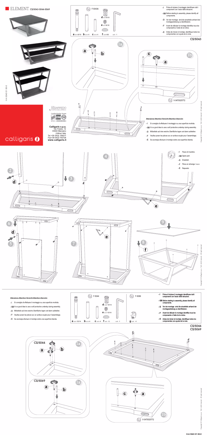 Page n°1 - Manuel utilisateur Calligaris .com ELEMENT