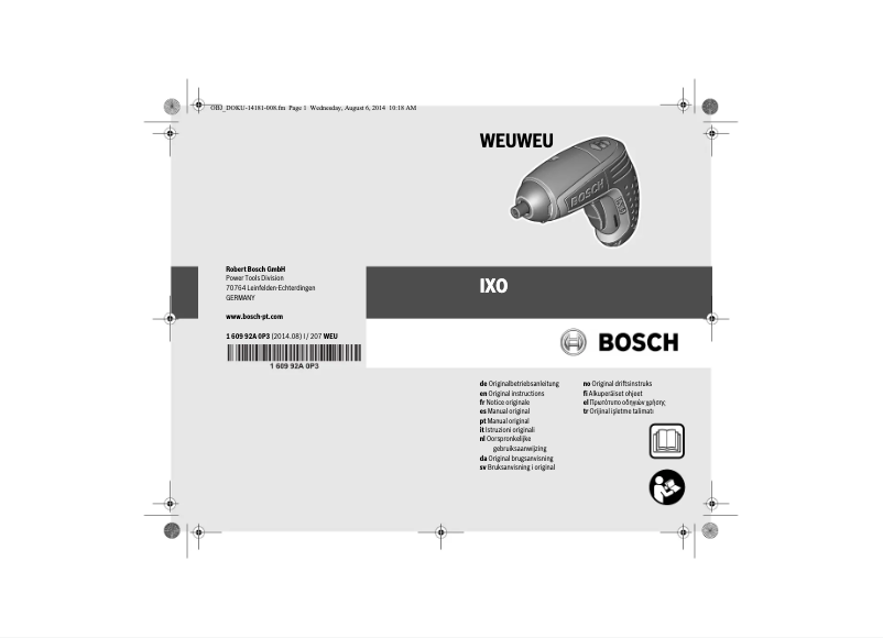 Page 1 de la notice Manuel utilisateur Bosch IXO Cutter