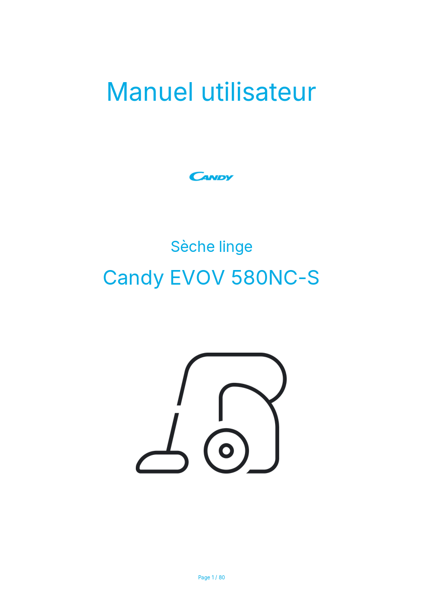 Page n°1 - Manuel utilisateur Candy EVOV 580NC-S