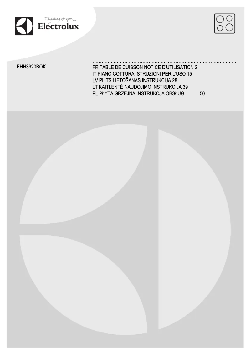 Page n°1 - Manuel utilisateur Electrolux EHH3920BVK