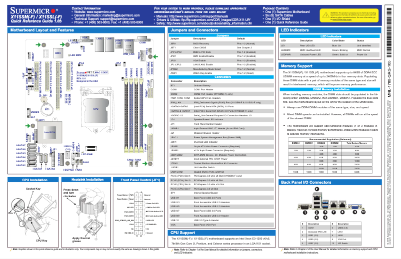 Page 1 de la notice Guide de démarrage rapide Supermicro X11SSL