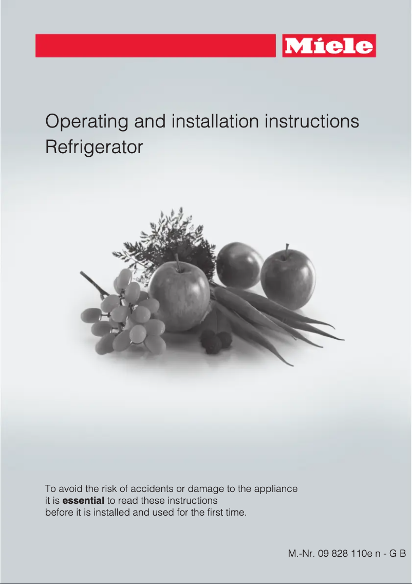 Page 1 de la notice Manuel utilisateur Miele K 9124 UiF