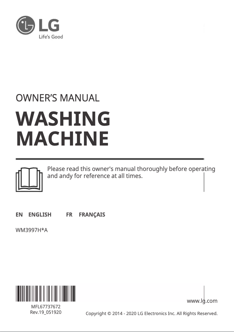 Page n°1 - Manuel utilisateur LG WM3997HWA