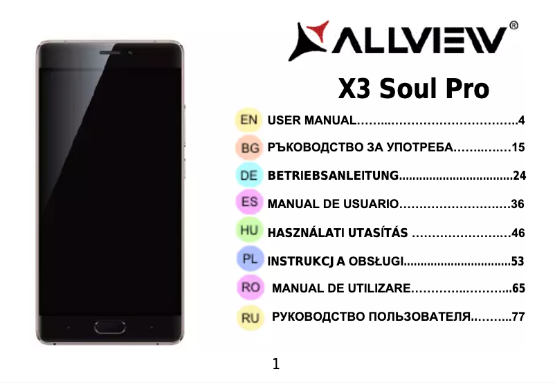 Page n°1 - Manuel utilisateur Allview X3 Soul Pro