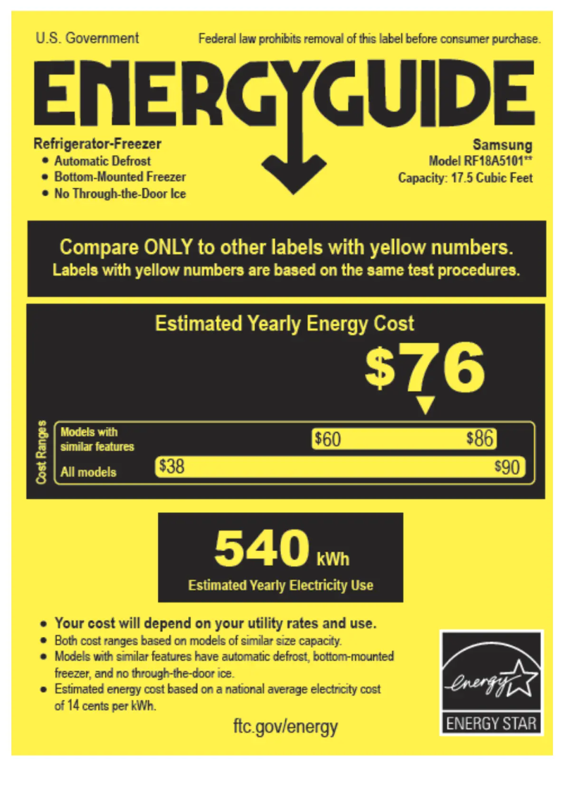 Page n°1 - Label énergétique Samsung RF18A5101SG