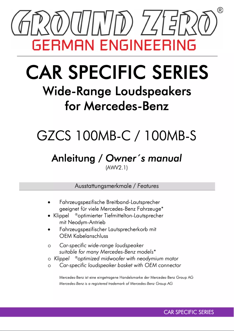 Image de la première page du manuel de l'appareil GZCS 100MB-S