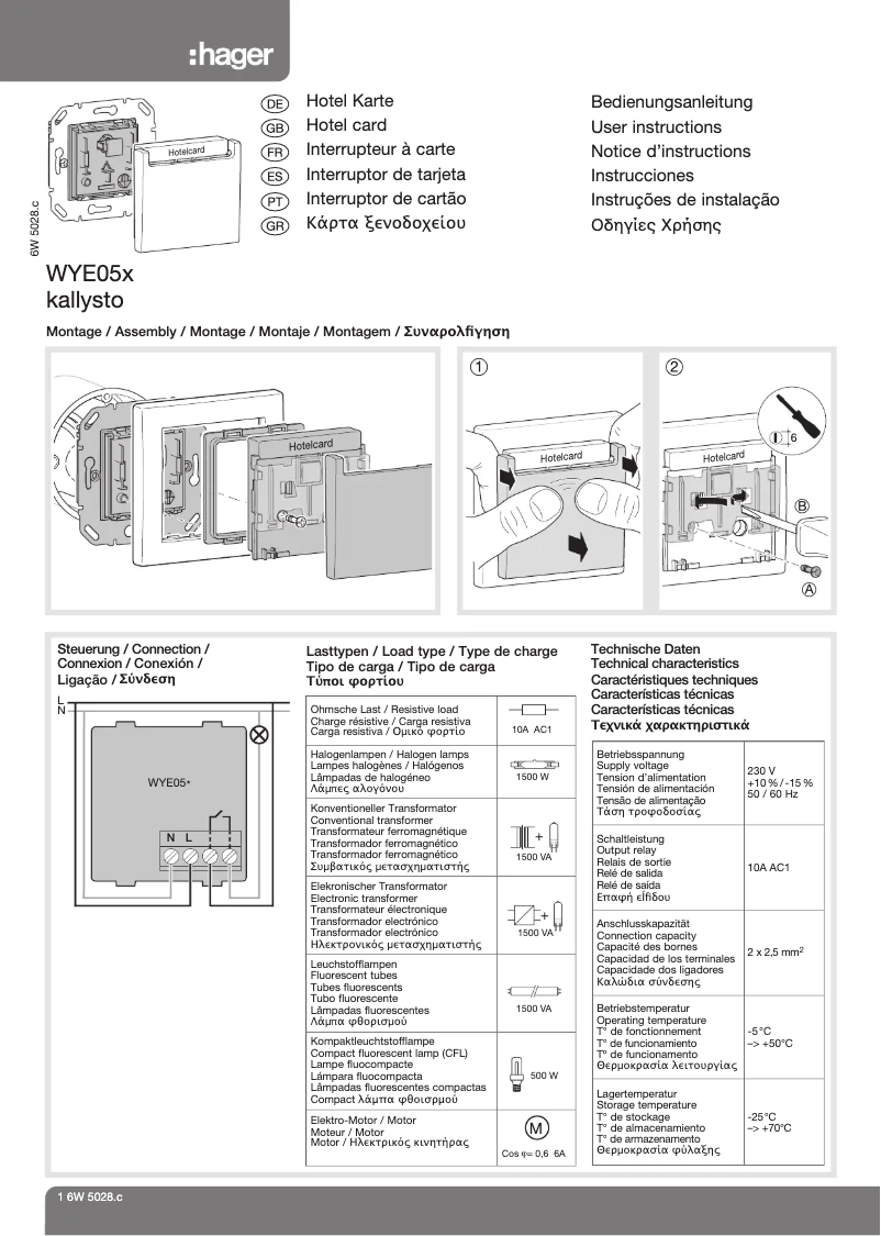Page n°1 - Manuel utilisateur Hager WYE057