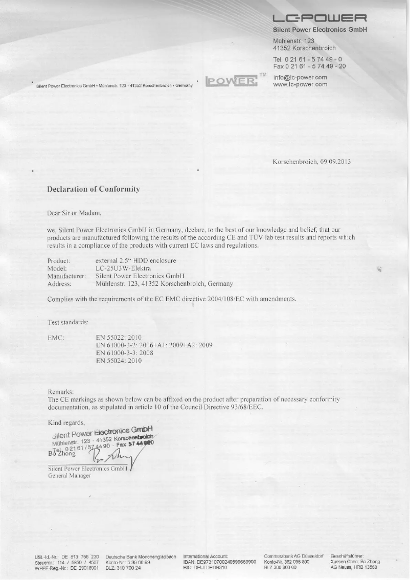 Page 1 de la notice Fiche technique LC-Power LC-25U3W-Elektra