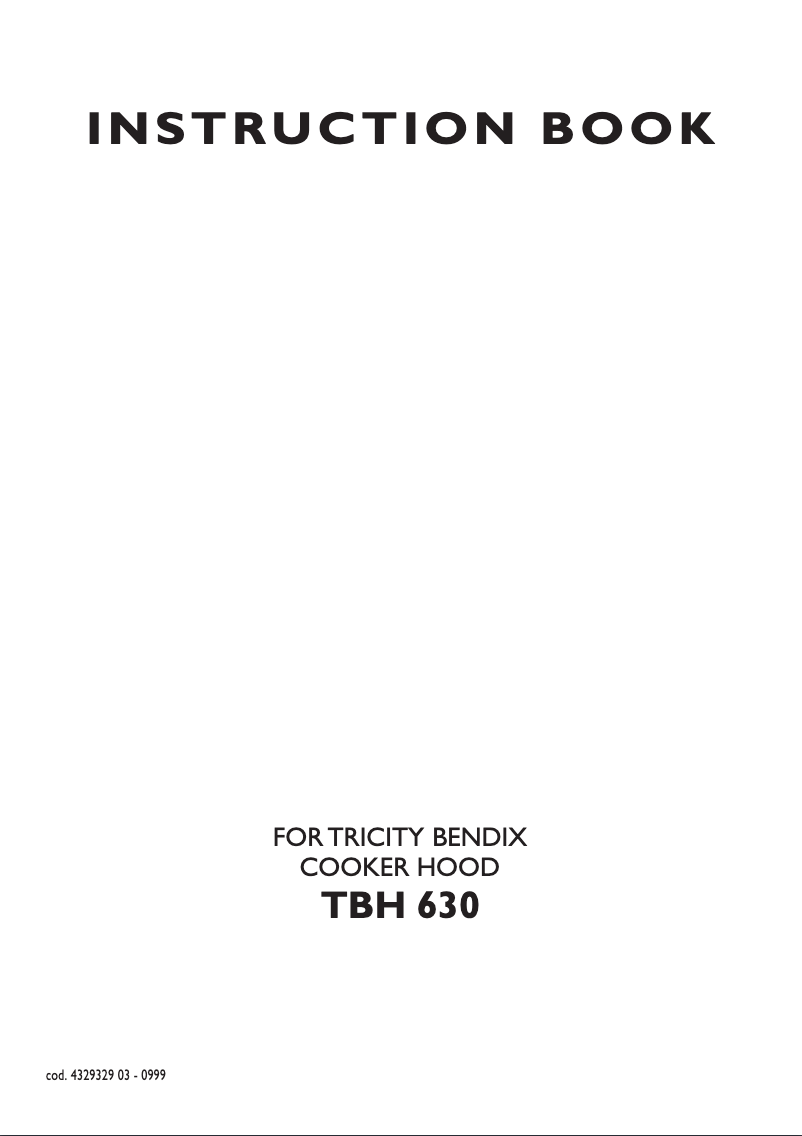 Page n°1 - Manuel utilisateur Tricity Bendix TBH630WH