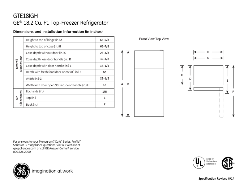 Image de la première page du manuel de l'appareil GTE18IGHBB