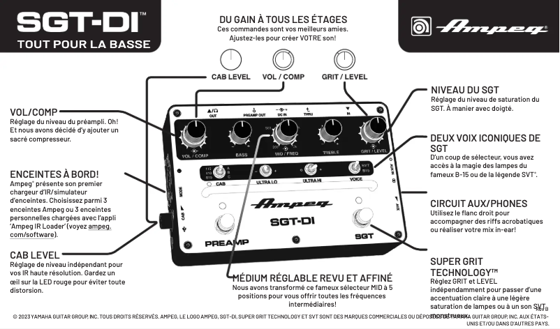 Página 1 del manual Ficha técnica Ampeg SGT-DI