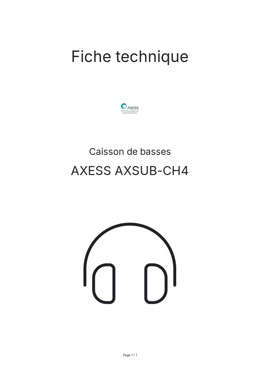Page n°1 - Fiche technique AXESS AXSUB-CH4