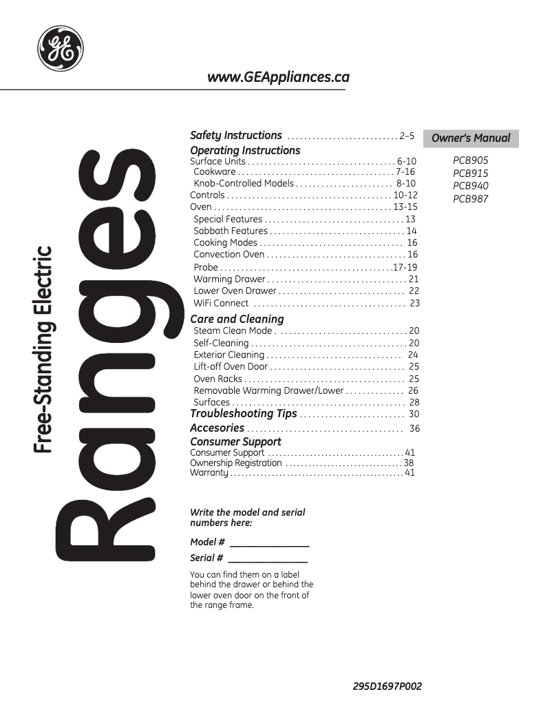 Imagen de la primera página del manual del dispositivo PCB987DMWW