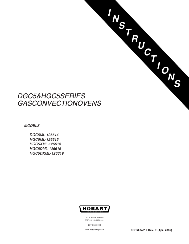 Page 1 de la notice Manuel utilisateur Hobart HGC502